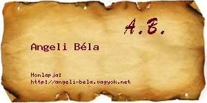 Angeli Béla névjegykártya
