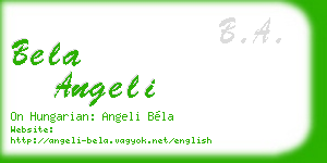 bela angeli business card