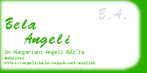 bela angeli business card